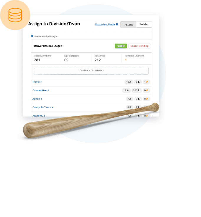 TeamSnap Club & League baseball rostering software feature