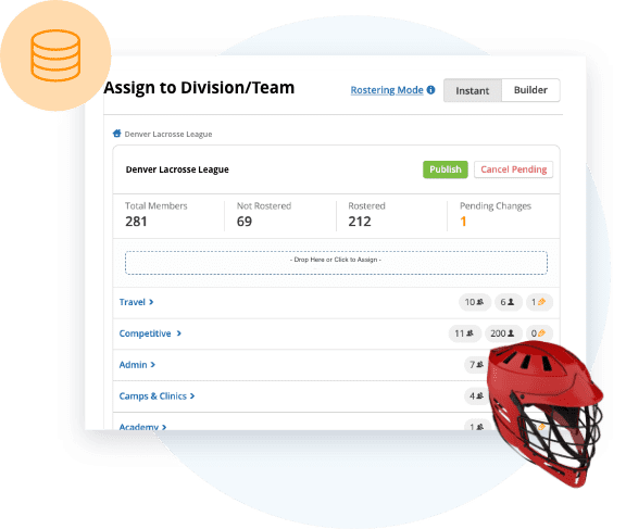 TeamSnap Club & League lacrosse rostering software feature