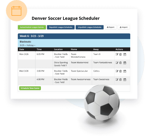 TeamSnap Club & League soccer scheduling feature