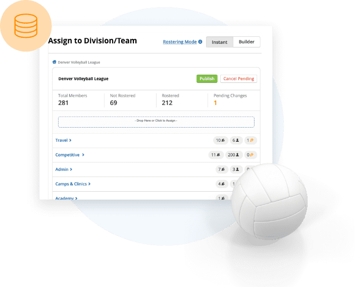 TeamSnap Club & League volleyball rostering software feature