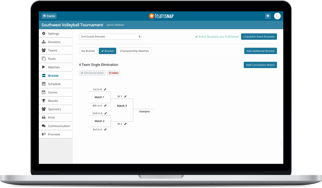 Check out our seamless scheduling for TeamSnap Tournaments